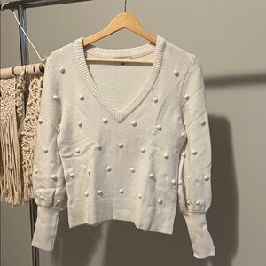 Madewell White V-Neck Sweater